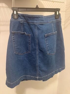 Button down denim mini skirt